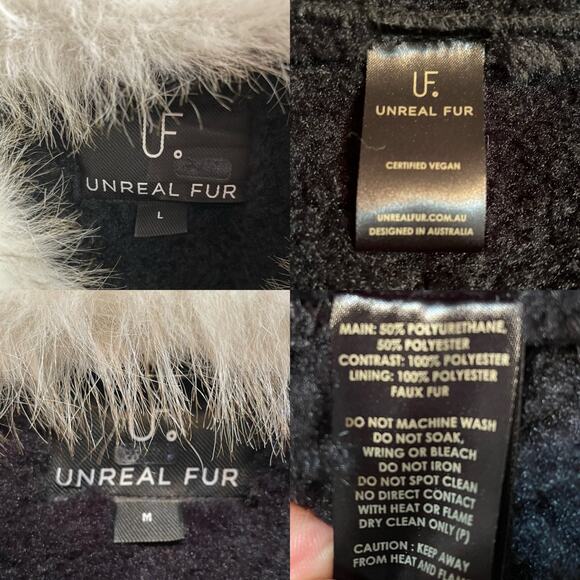 NWOT - Unreal Fur Aviator Wet Look Jacket - Picture 8 of 8